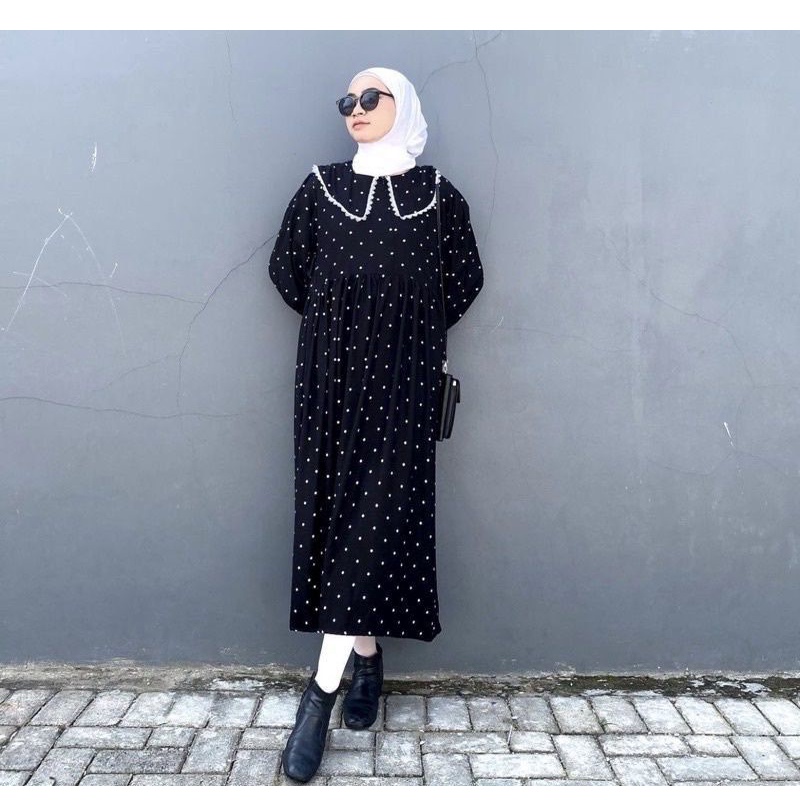 dress / polka dress / dress wanita / gamis wanita / dress wanita muslim / gamis