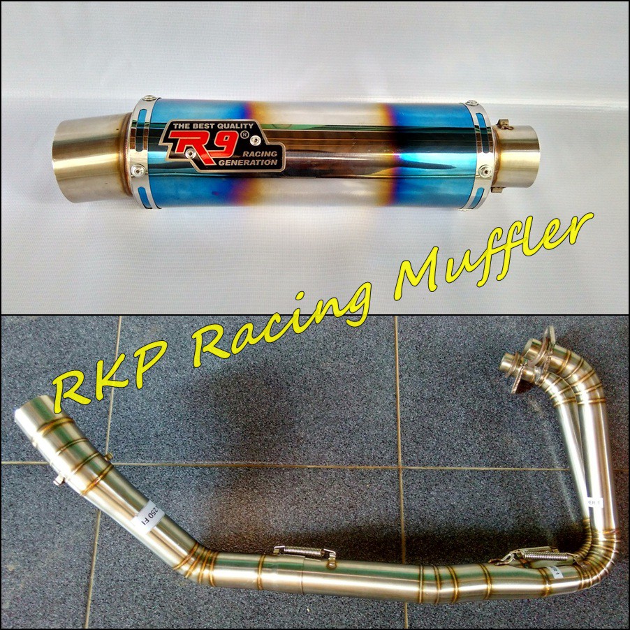 Knalpot R9 mugello stainless steel untuk motor CBR250RR - Ninja 250 R / Fi - R25 - MT25
