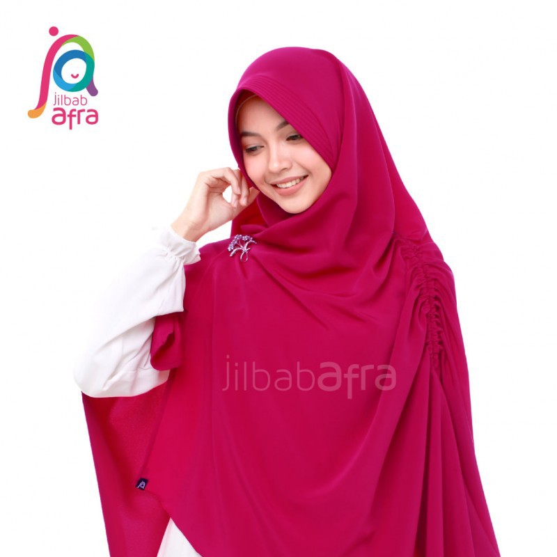 Khimar Serut Instan Khansa Fuschia Pink Fanta Pet Antem Jilbab Arfa Afra