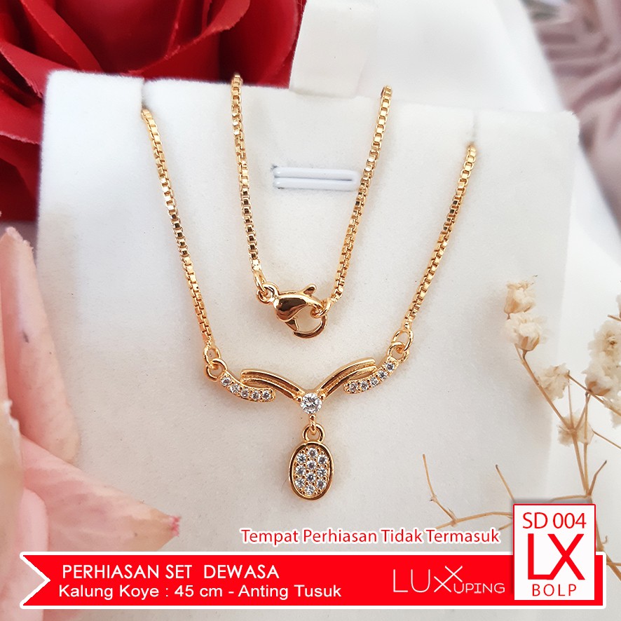 SD 004 Perhiasan Set Wanita Dewasa Kalung Anting Perhiasan Emas Imitasi Murah Kalung Koye Liontin Oval Tidak Termasuk Display Anting dan Kotak Kalung Luxx Xuping Set