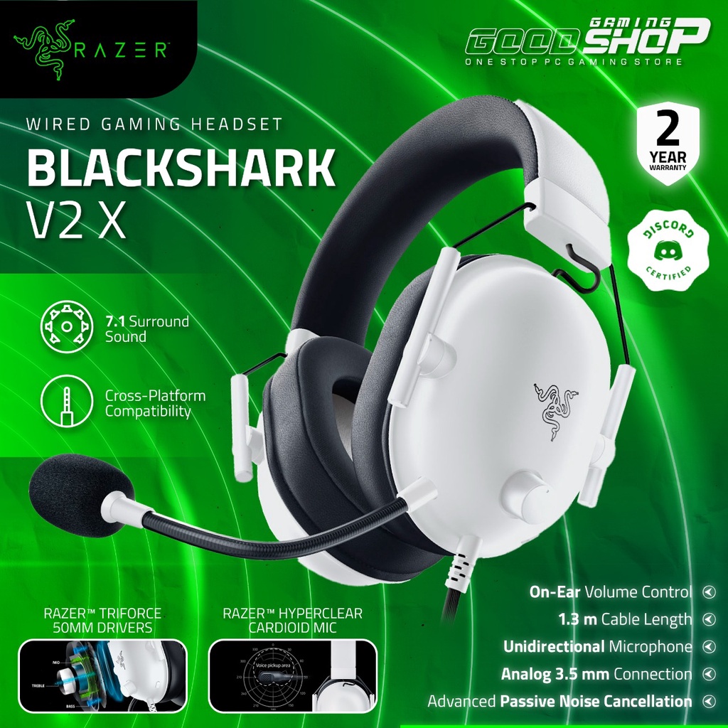 Razer BlackShark V2 X Wired Esports White - Gaming Headset