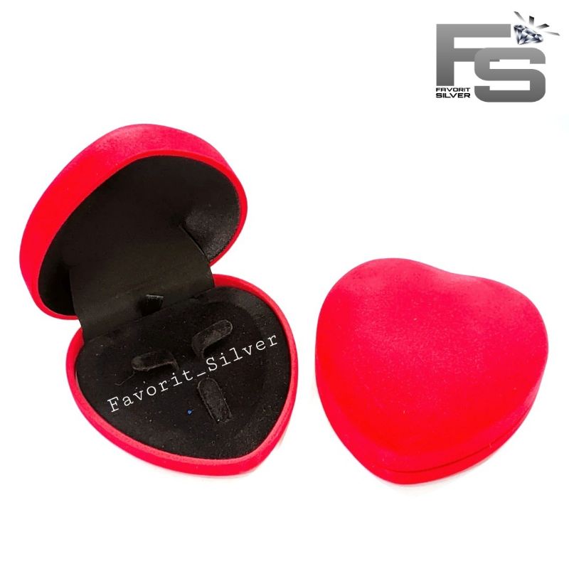 KOTAK PERHIASAN BENTUK LOVE MERAH VELVET / KOTAK KALUNG, ANTING,GELANG, CINCIN / JEWELRY BOX - PERLE