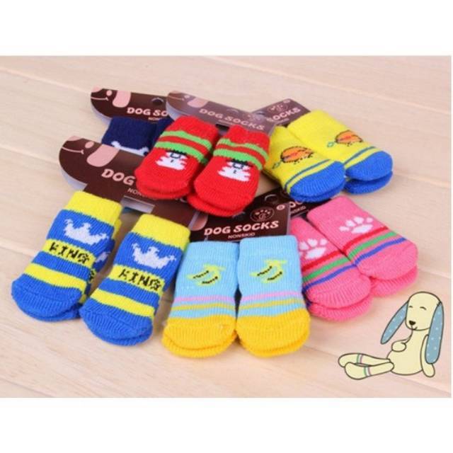 Ukuran S M L XL kaos kaki import pet anjing kucing lucu anti slip 4 pc