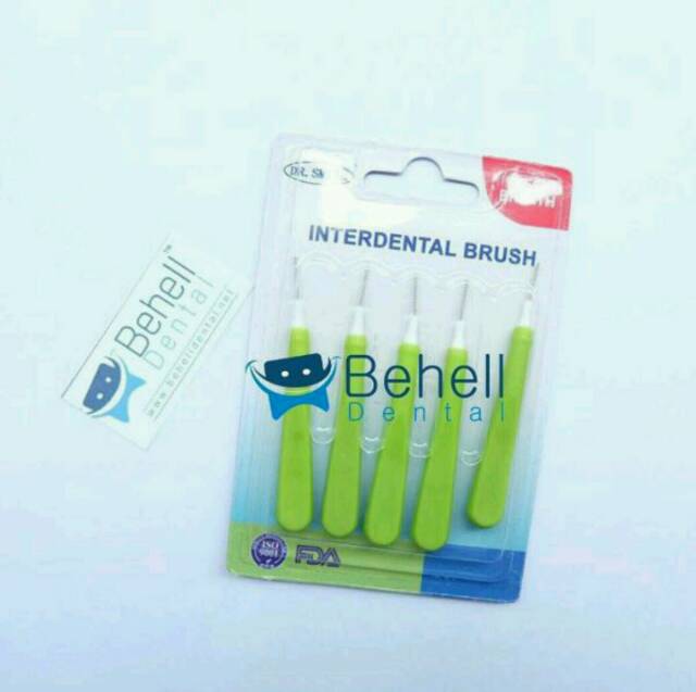 sikat interdental brush / sikat sela behel gigi / sikat kawat gigi dr smith  ortho [ hijau isi 5 ]