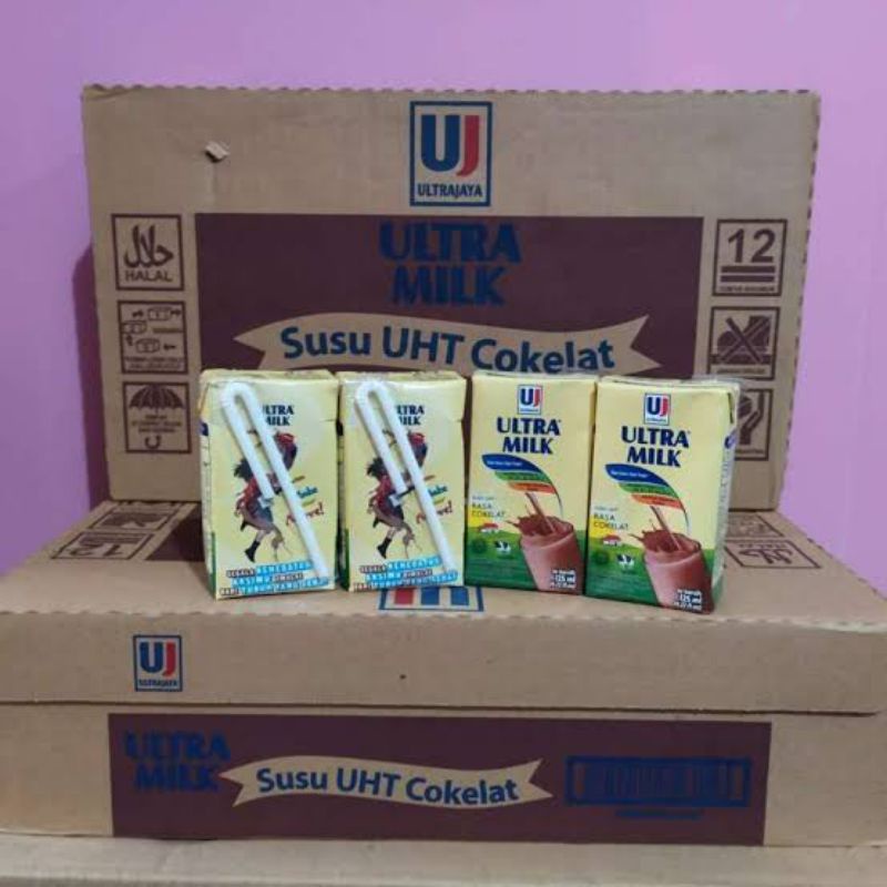 Susu UHT coklat Ultra Milk 125ml perdus ( isi 40) minuman susu enak dan murah