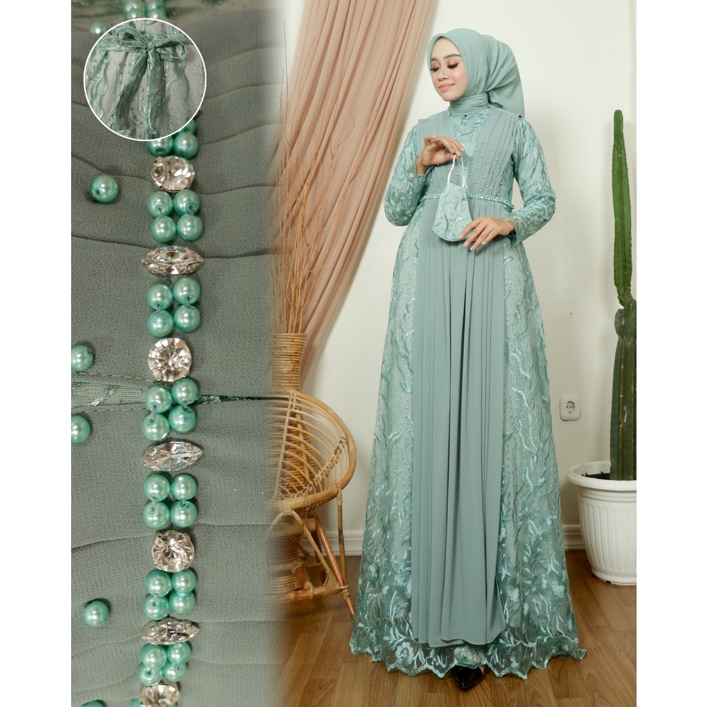 Kadai.baju / Gamis saskia / Gamis pesta / Gamis brukat tulle / Maxi jumbo size M L XL XXL