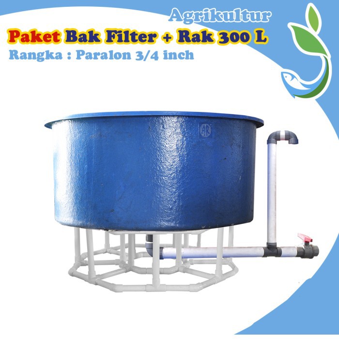 BAK FIBER kolam ikan D=100CM, T=50CM + OUTLET + DUDUKAN PARALON