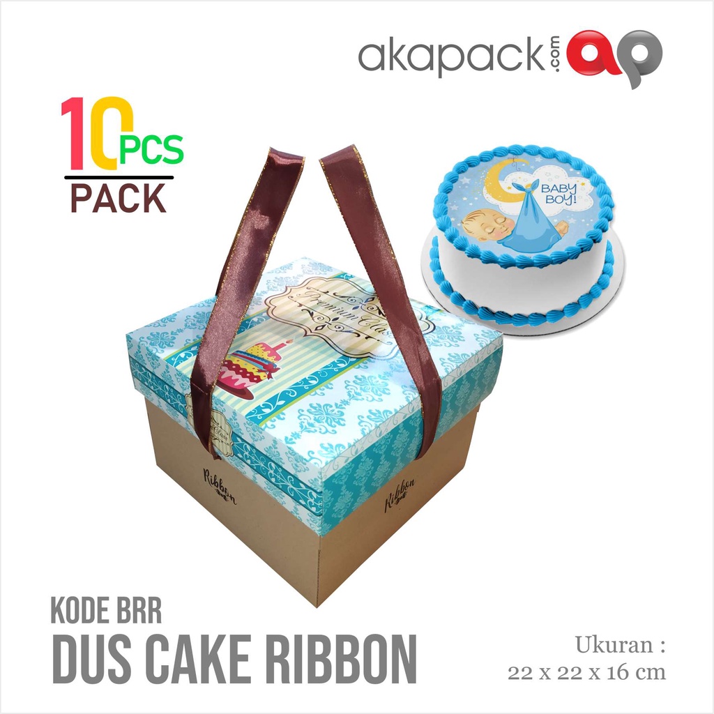 

(10pcs) Dus Kue Tart Ribbon /Cake Box Handle Ribbon Biru 22X22X16