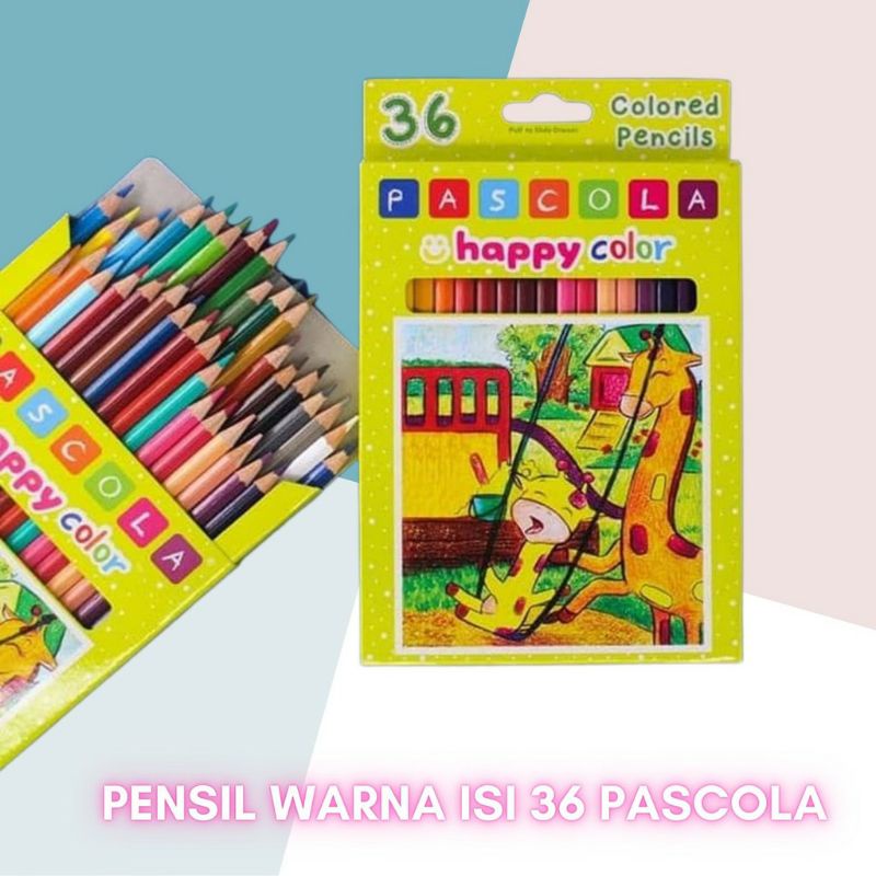 Pascola Happy Color Pencil 34 / Set ( Pensil Warna / Pewarna / Coloring )