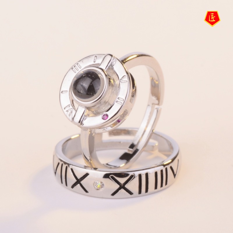 [Ready Stock]925 Silver Roman Numerals Couple Rings