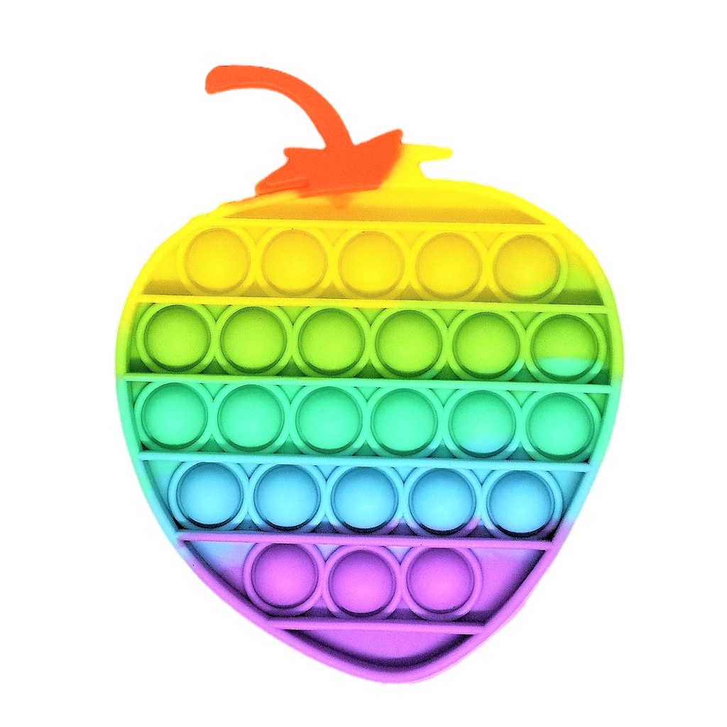 Oppolia Mainan Pop it Fruit Series Murah Pop it Rainbow Figet Toys Unicorn Dino Kotak Seri Buah-STRAWBERRY RAINBOW