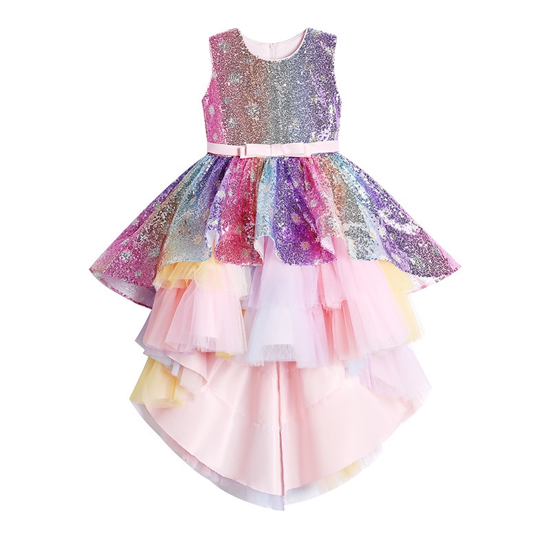 2023NEW Girl Dress Pesta Anak Perempuan Bling Bling Payet Party Gaun pertunjukan panggung senior