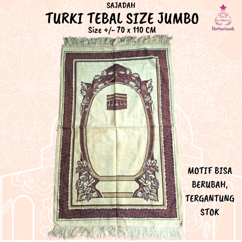 Sajadah Besar Jumbo Turki Tebal Bludru Ringan Oleh Oleh Haji Umroh ukuran dewasa 70x110cm