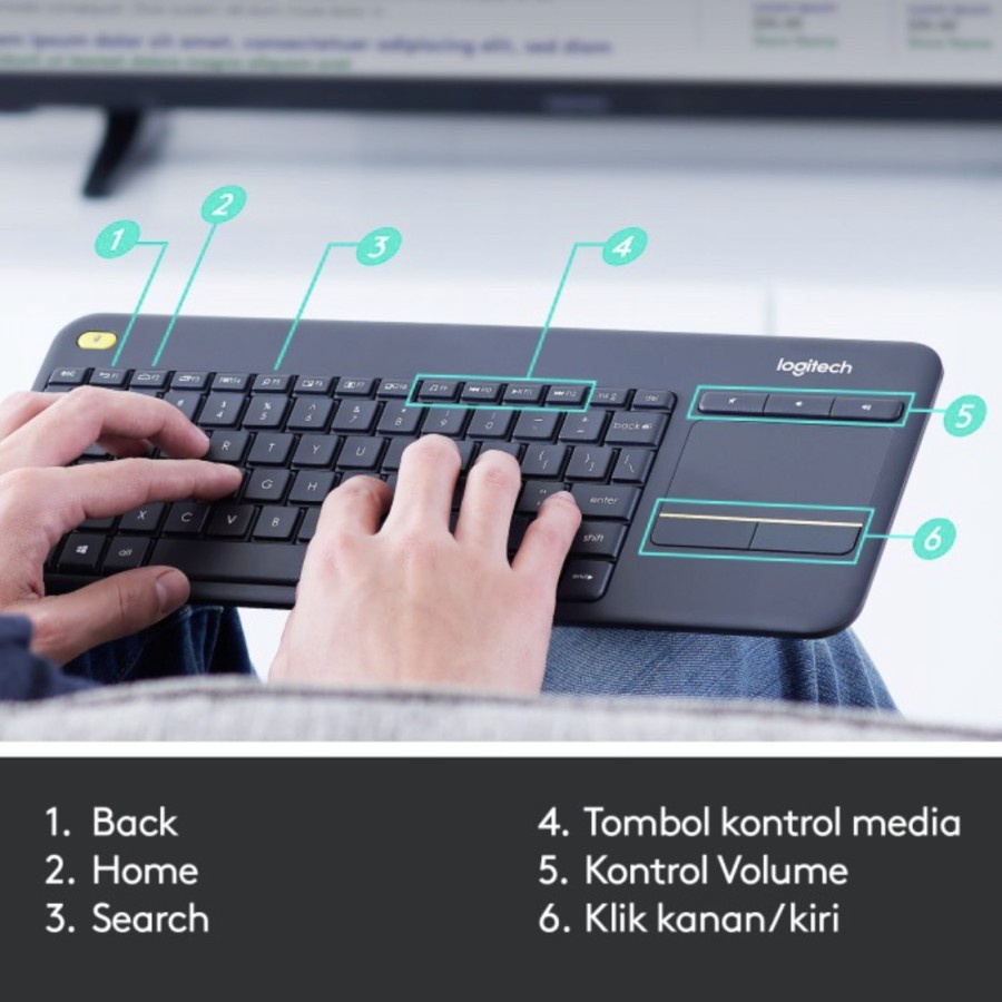 Logitech K400 Plus Wireless Touch Keyboard