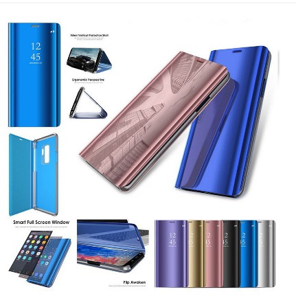 Case Flip Mirror Leather  SAMSUNG M10 M20 A10 A20 A30 A40 A50 A60 A70 A80 A90 Smart Case Standing