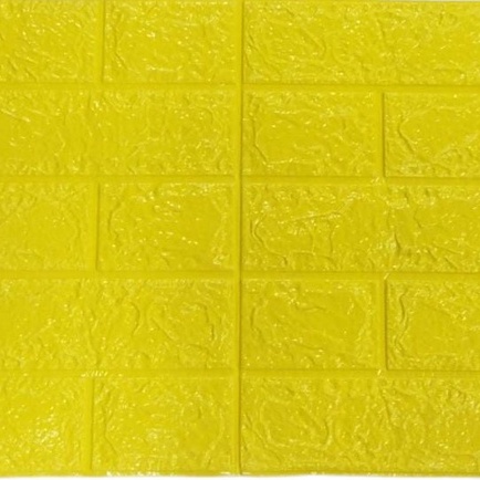 ⭐Bobastore⭐ R461 Wallpaper Dinding Foam 3D Motif Batu Bata / Walpaper Stiker Dinding Dekorasi Kamar-KUNING