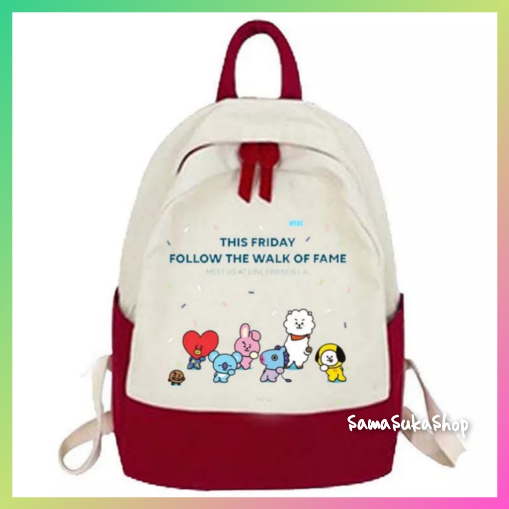 samasuka.shop - Tas Anak Perempuan Kpop Ransel Sekolah Sd Tk Korea  Lucu Kekinian Terbaru Ransel Wanita Karakter Korean Style Kartun Coki BT21 Pink Merah Kuning Terlaris Peringkat Teratas Promo Potongan Harga