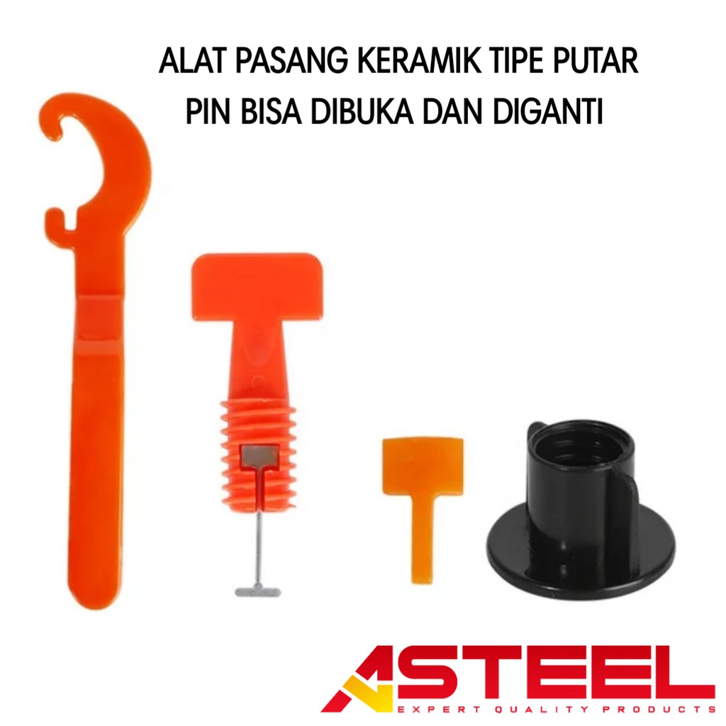 ASTEEL Alat perata pasang keramik tipe putar pin bisa dibuka dipakai ulang - spacer keramik granit