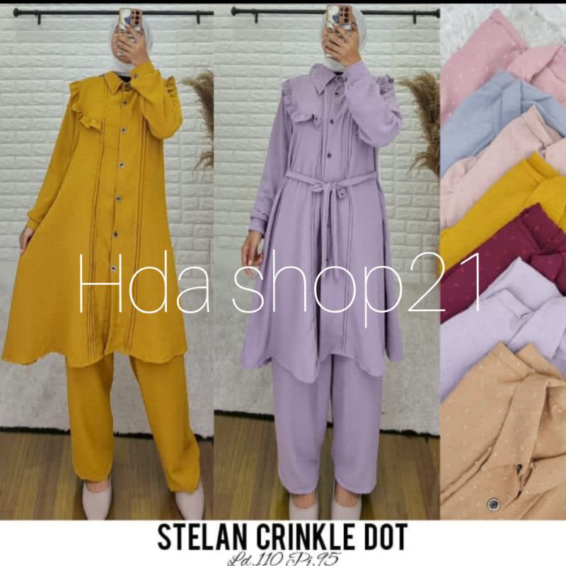 ONE SET CRINKLE AIRFLOW LONG TUNIK RENDA POLOS / LONG TUNIK SETELAN BUSUI / SECEL WANITA