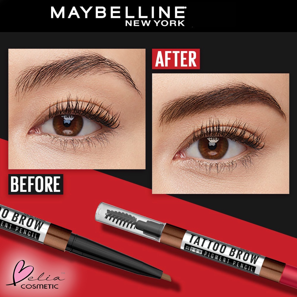 ❤ BELIA ❤ Maybelline Tattoo Brow 36H Pencil - Eye Makeup - Pensil Alis Cokelat | BPOM