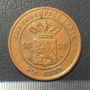 #19-BB. UANG KOIN KUNO BENGGOL 2.5 CENT TAHUN 1898
