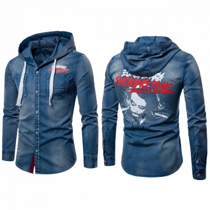 Kemeja Pria Kemeja Hoodie Smoking Jeans Tapap.3