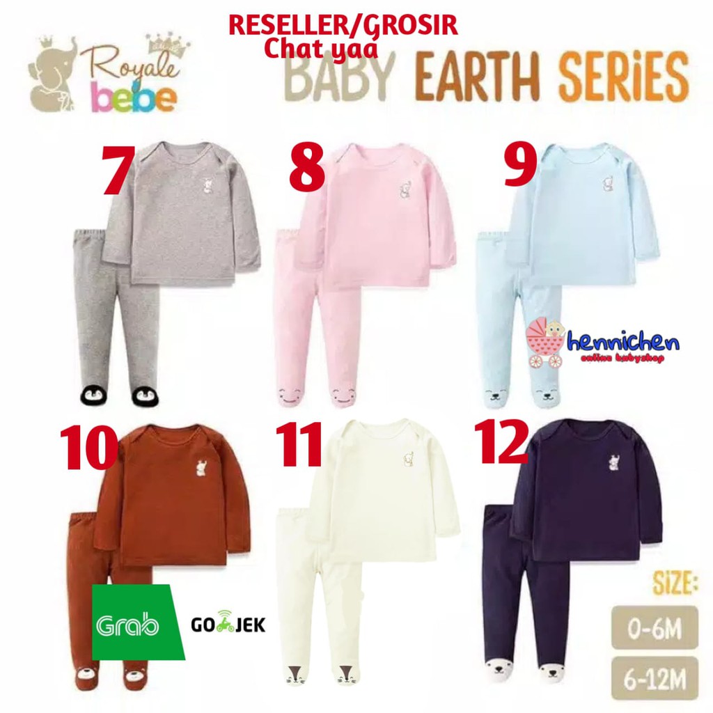 ROYALE BEBE PREMIUM Piyama anak piyama bayi lengan panjang Baby EARTH series