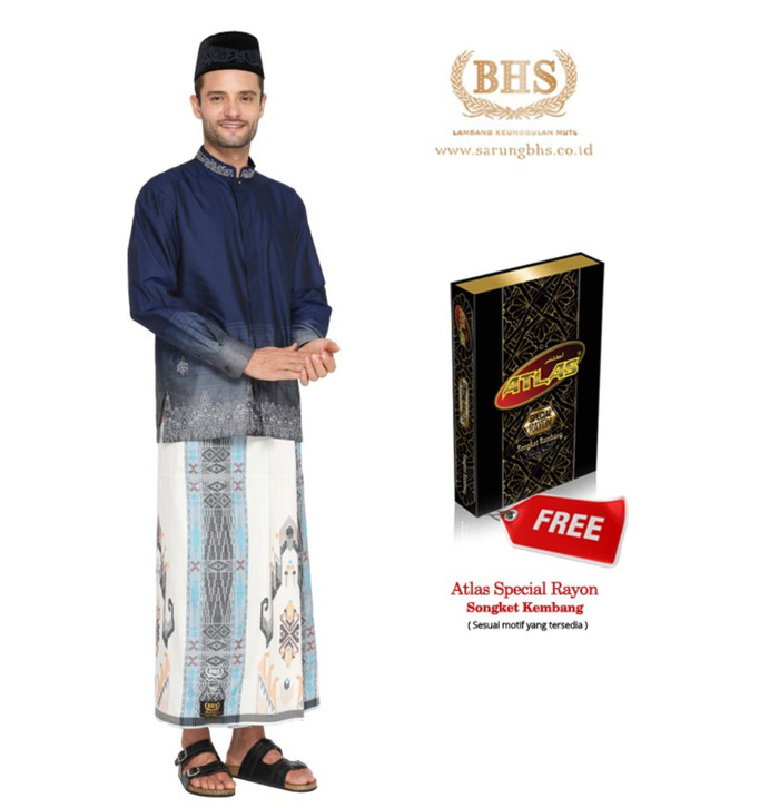 Sarung BHS Masterpiece Gold Motif Songket Gunung Lampion Putih