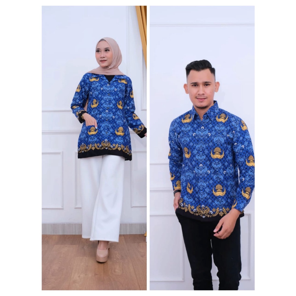 Seragam ASN KORPRI motif baru..Blus dan kemeja KORPRI terbaru lapis furing batik solo atasan kerja ASN