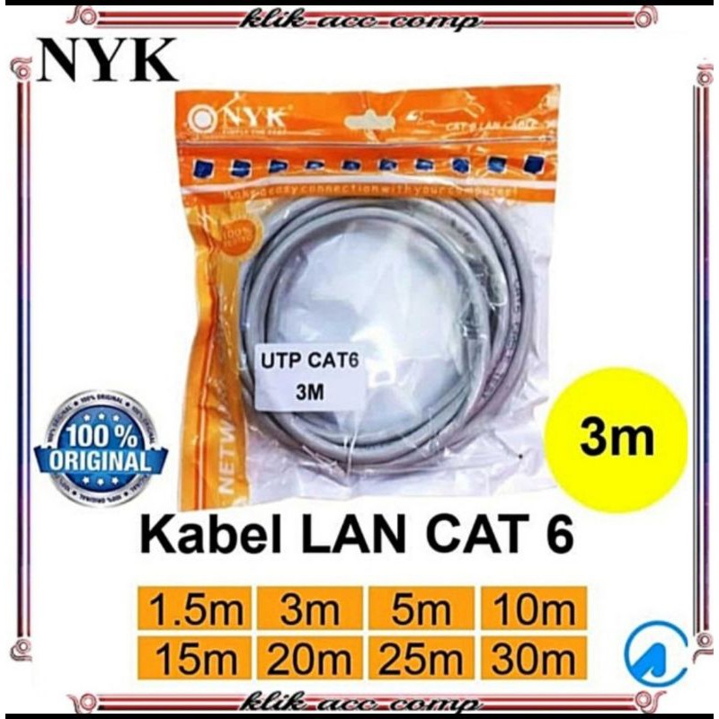 Kabel lan cat 6e 3 meter Internet Jaringan Cat6 UTP 3 meter