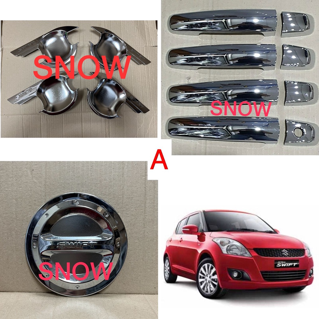 Paket Outer Handle Tank Cover All New Swift Sporty Luxury Hitam Putih Chrome