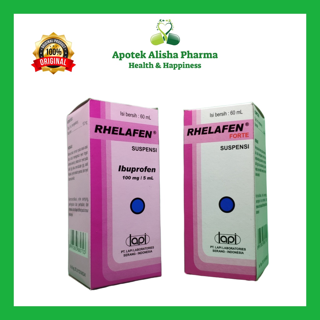 RHELAFEN SIRUP/RHELAFEN FORTE SYRUP 60ml-Rhelafen Sirup/Rhelafen Forte Syrup Obat Penurun Panas/Demam/Pereda Nyeri/Sakit Gigi Anak/Rhelafen Ibuprofen Sirup/Relafen Sirup