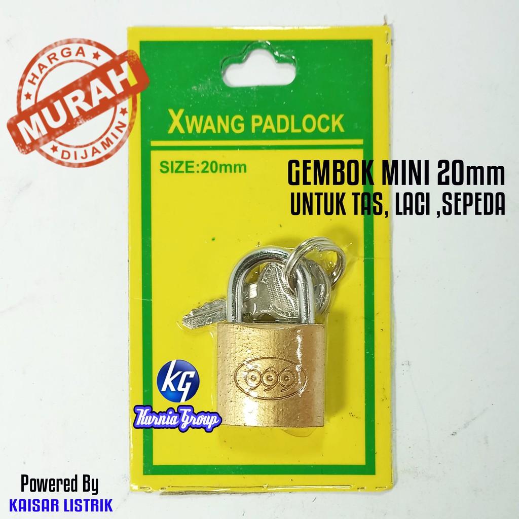 Gembok 20mm Padlock Kecil Harga GROSIR Kunci Gembok Mini Untuk Tas Koper Laci Lemari 3 anak Kunci