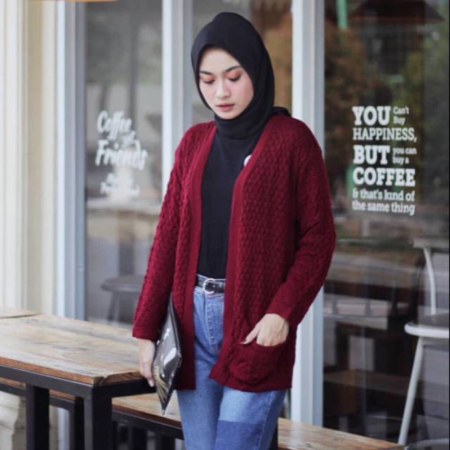 cardigan popcorn shopee