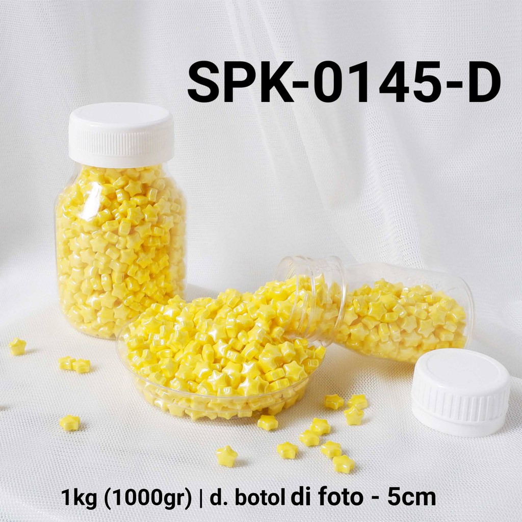 

SPK-0145-D Sprinkles sprinkle sprinkel 1kg 1 kilo bintang star kuning yamama baking grosir murah sprinkles cake dekorasi mutiara trimit decoration story sprinklestory sprinklesstory sprinkle story yamama baking