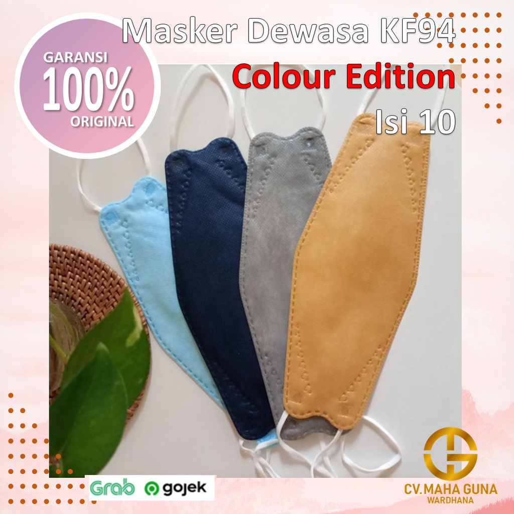 MASKER KF94 COLOUR EDITION 4 PLY WARNA ABU-BIRU MUDA-NAVY-COKLAT TALI PUTIH