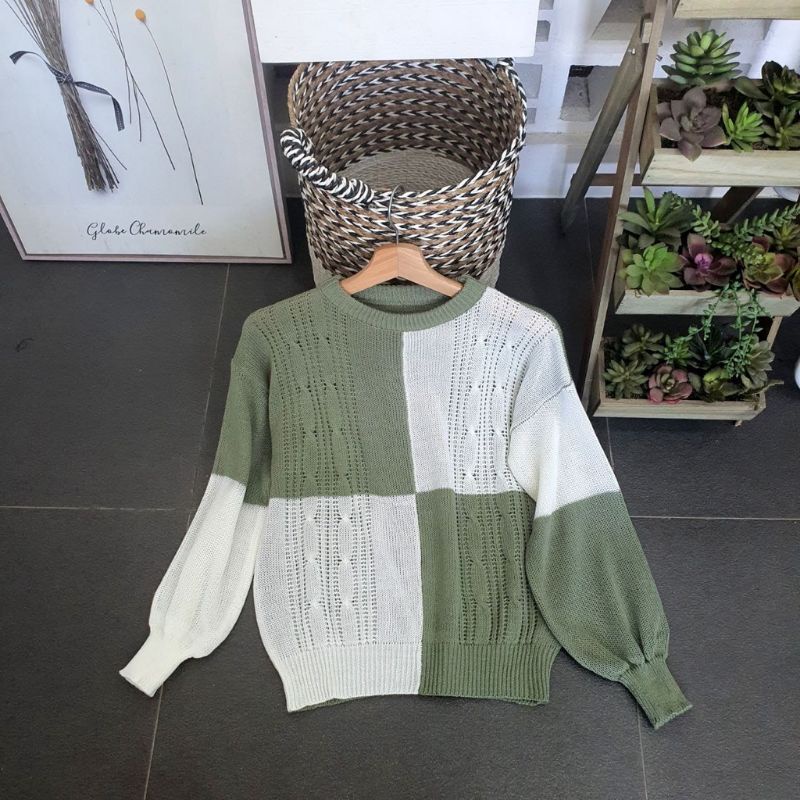 Sweater rajut  - Eifel knit - wanita - kekinian - Hitam