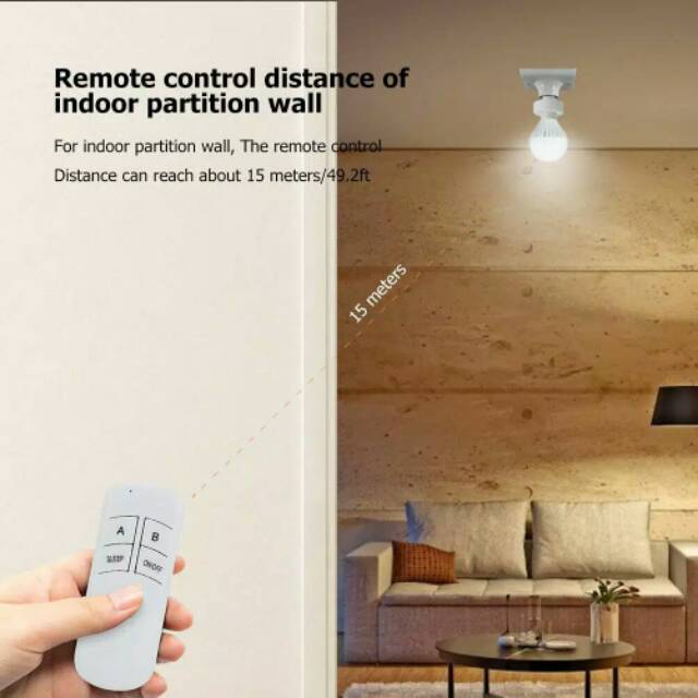 Fitting Lampu E27 dengan Remote Control Wireless