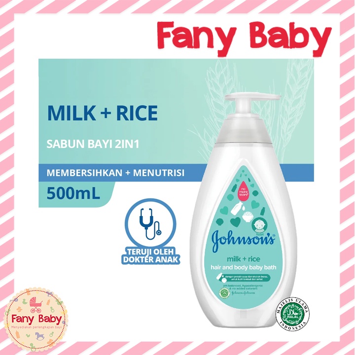 JOHNSON'S MILK + RICE HAIR &amp; BODY BABY BATH 500ML