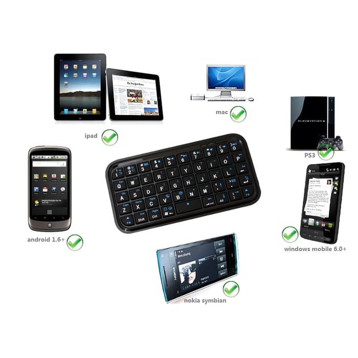 Keyboard Bluetooth Tablet Mini For Smartphone / Bluetooth Keyboard - Hitam