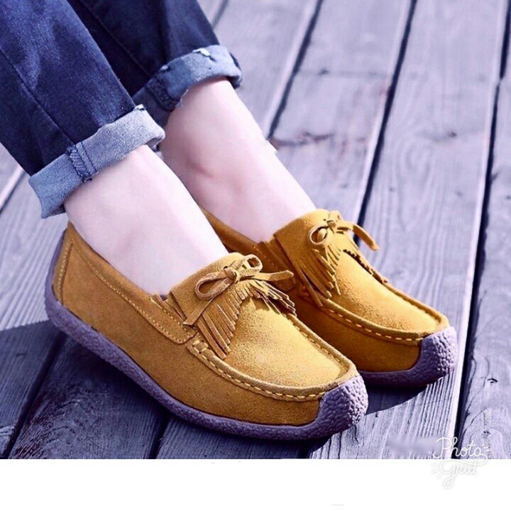 Sepatudari Karin Promo Flatshoes wanita model loafers rumbai nyaman dipakai KR-FS0017