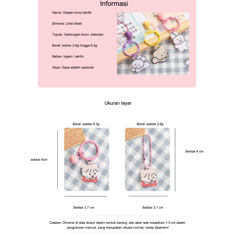 【Ready Stock】Gantungan Kunci Akrilik Tas Gaya Korea Lucu Kartun  Deco DIY Liontin Gantungan Anak-anak Dewasa Pasangan Simple Murah Perhiasan Aksesoris Hadiah Ulang Tahun COD