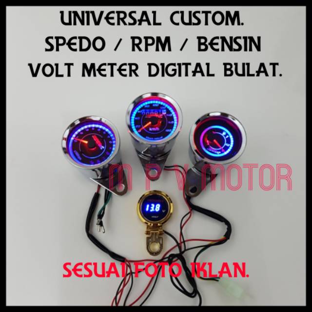 PAKET HEMAT SPEDOMETER/RPM/BENSIN/VOLT METER DIGITAL-UNIVERSAL CUSTOM