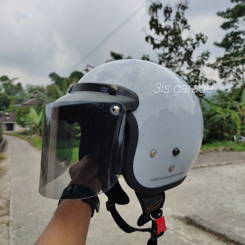 HELM BOGO DEWASA KACA DATAR FULL LEHER SNI PRIA WANITA