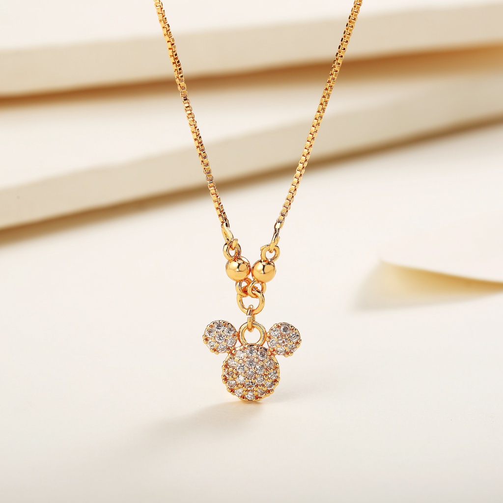Y410【Pengiriman di tempat】Kalung Anak Perempuan Titanium Mickey Mouse Kalung Anak Titanium Asli Tidak Luntur Aksesoris Anak