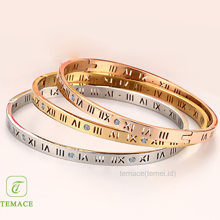 Perhiasan Gelang Wanita Fashion Ctr Diamond Titanium