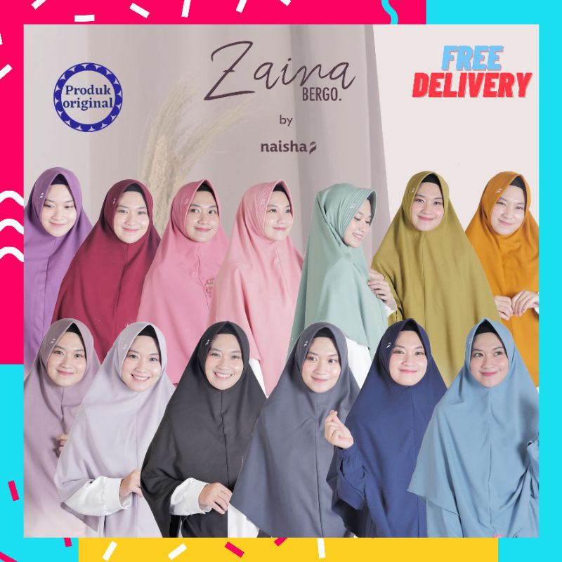 zaina bergo instan hijab bergo wanita bergo pet cantik khimar jilbab wanita bermerek naisha