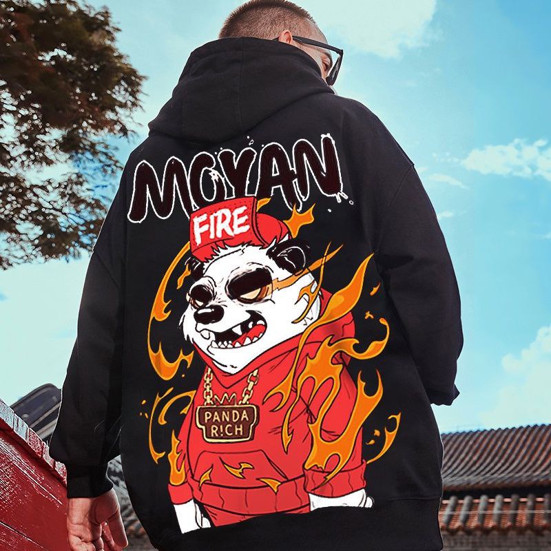 Jaket Pria Big Size S - XXXXXXL Hoodie Oversize Fleece Tebal Jaket Jepang Moyan Harajuku Moyan Bear