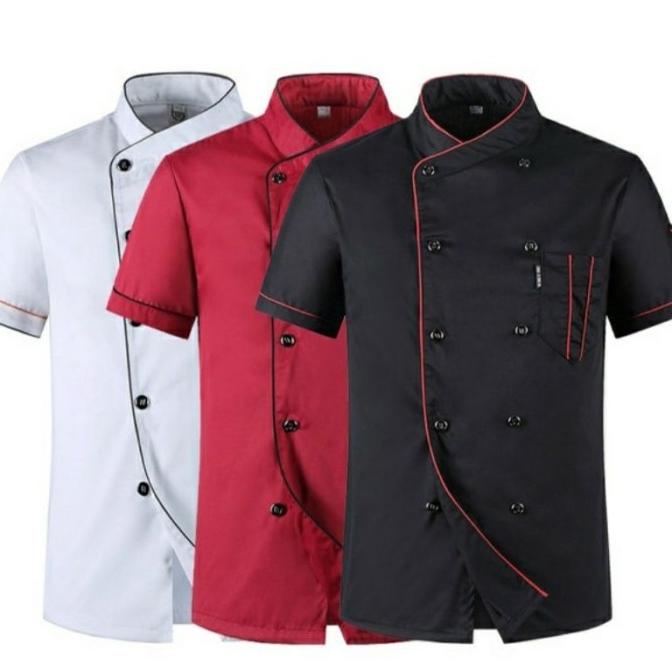 BAJU KOKI CHEF SERAGAM Baju koki chef Jacket Lengan pendek Unisex Pria