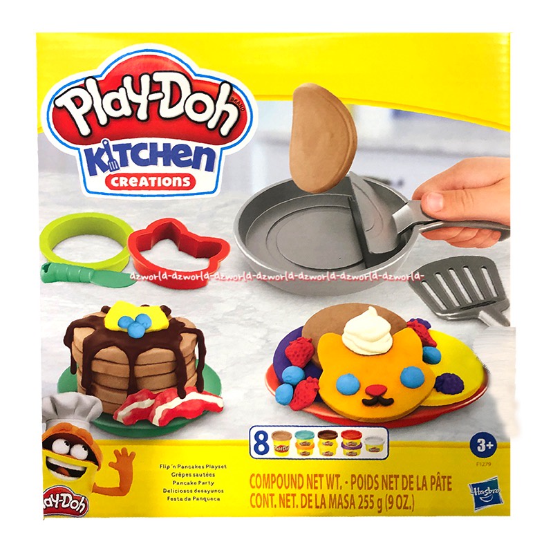 Play-doh Kitchen Creations Flip and Pancake Playset Mainan Lilin Playdoh Membuat Waffle Wafel Dengan Cetakan